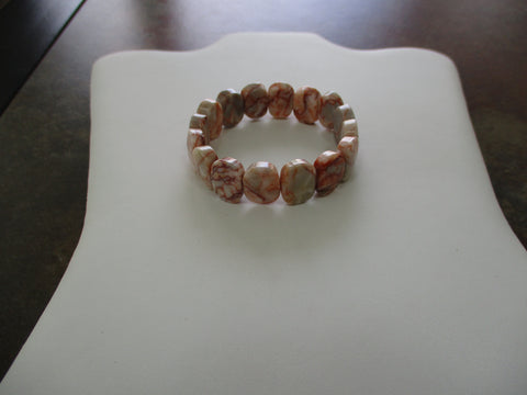 Brown Marble Stone Stretch Bracelet (B643)