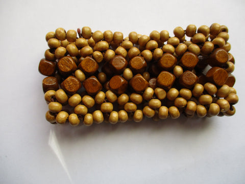 Brown Wooden Beads Stretch Bracelet (B644)