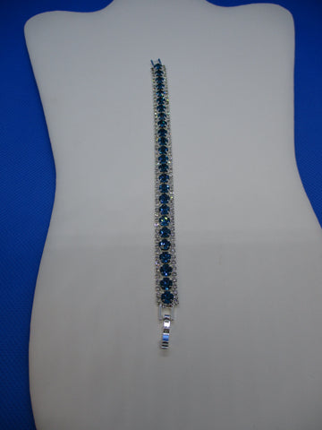 Silver, Blue, Faux Diamonds Bracelet (B684)