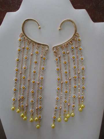 Gold Daisy Chain, Gold Ball Chain, Pair Ear Cuffs (EC155)