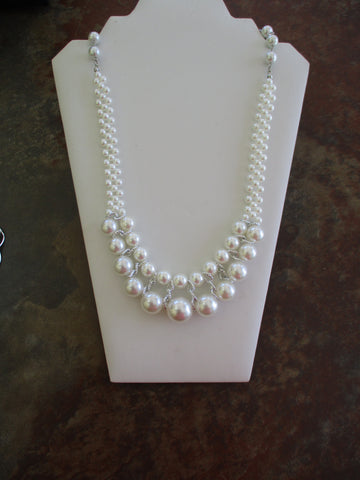 White Pearls Layered Necklace (N1483)