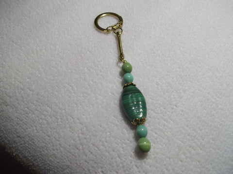 Green Glass Beads Gold Key Chain (K320)