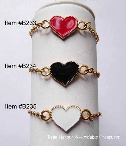 Love Heart Bracelet in Red, White, or Black
