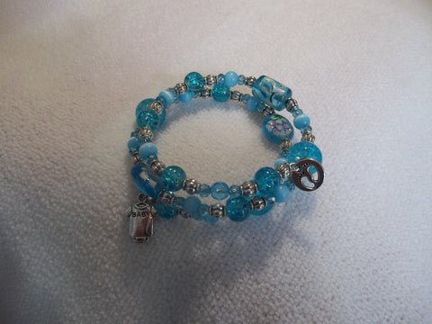 Blue Glass Beads Baby One-z and Feet Bracelet (B308)