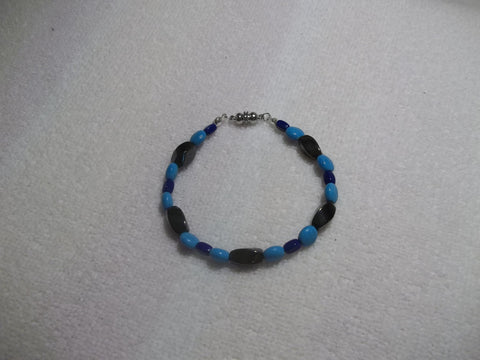 Black Magnetic Blue Glass Beads Bracelet (B480)