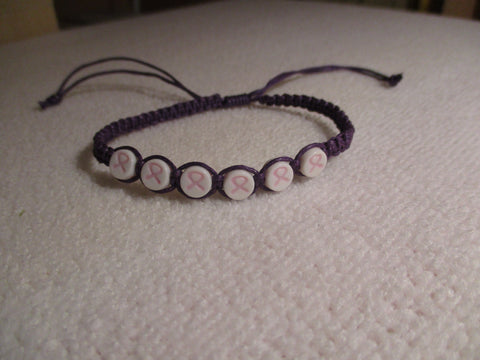 Purple Macrame Cancer Bracelet (B576)