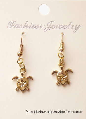 Gold Turtle Earrings (E622)