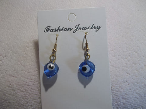 Blue Glass Evil Eye Heart Shaped Earrings (E725)