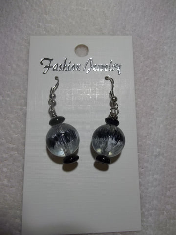 Black Glass Bead Earrings (E800)