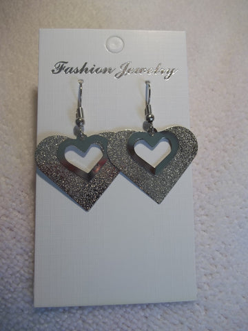 Double Silver Heart Earrings (E807)