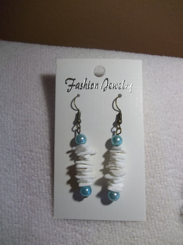 Puka Shell Blue Pearl Earrings (E929)