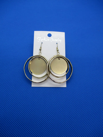 Gold Double Circle Solid Circle Earrings (E976)