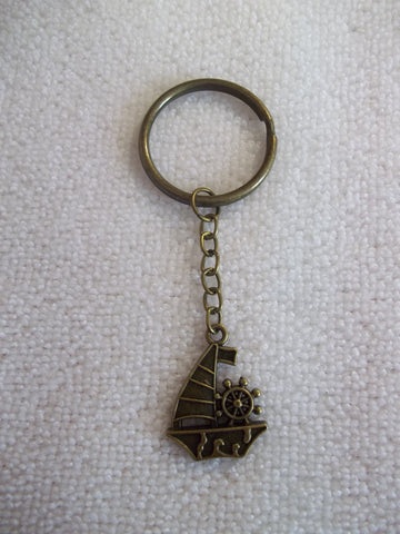 Bronze Sail Boat Key Chain (K335)