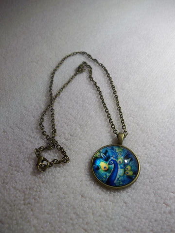 Bronze Bubble Blue Yellow Peacock Necklace (N1050)