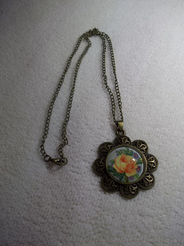 Bronze Bubble Flower Yellow Rose Necklace (N1052)