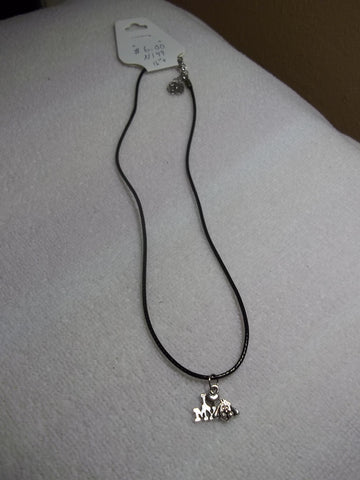 Black Leather Silver I love my Dog Necklace (N149)