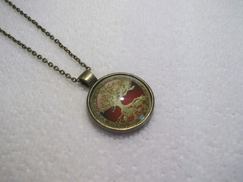 Bronze Red Tree Bubble Necklace (N452)