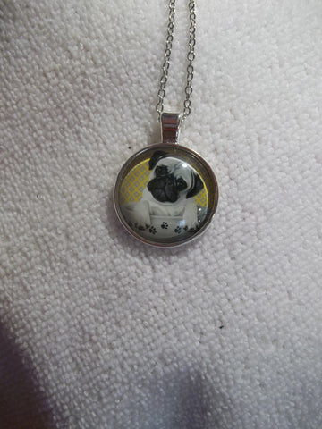 Silver Bubble Pug Puppy Necklace (N741)
