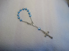 Blue White Heart Bracelet Rosary (R111)