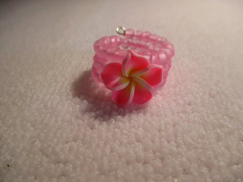 Memory Wire Pink Glass Seed Beads Pink Plumeria Flower Ring (R34)